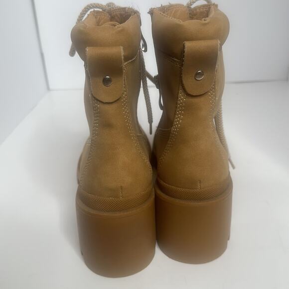 NWOT Madden Girl STEVE MADDEN Combat Work Boot Lace Up Side ZIP 8.5M - Picture 3 of 14